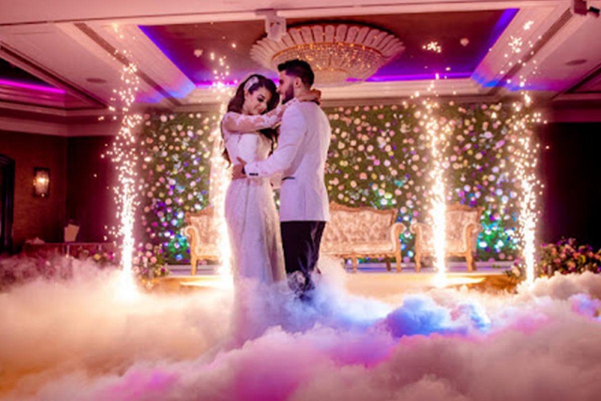 Baile nupcial humo bajo